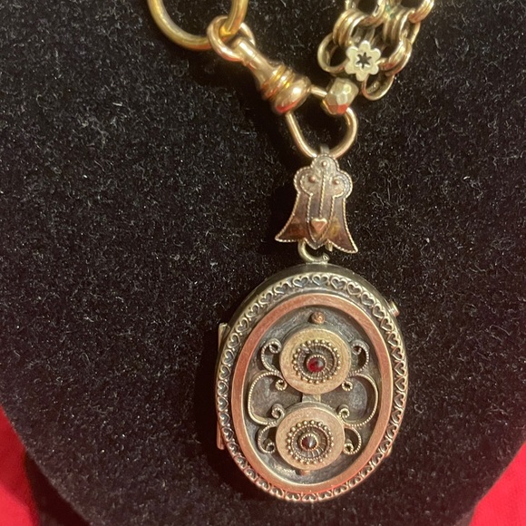 Antique Victorian C1880 Goldfilled /Silver Book Chain-silver 10k Gold Locket - Picture 7 of 15
